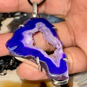 Faceted Purple Solar Agate Pendant 2 7/8”